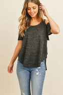 BLACK COLD SHOULDER TOP