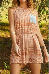 RUST GEO PRINTED ROMPER