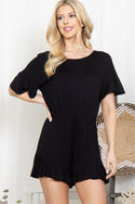 BLACK RUFFLE SLEEVE ROMPER