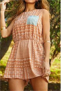 RUST GEO PRINTED ROMPER