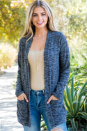 LONG SLEEVE OPEN FRONT RIB CARDIGAN