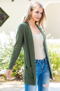 LONG SLEEVE OPEN FRONT RIB CARDIGAN