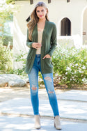LONG SLEEVE OPEN FRONT RIB CARDIGAN