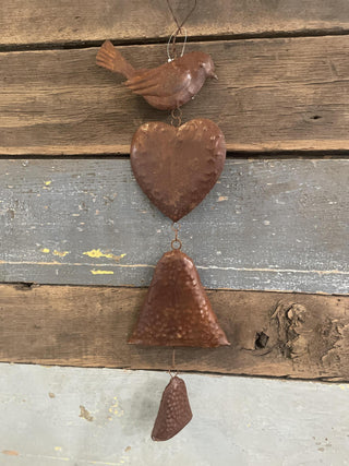 Rusty Hanging Bird/Bell/Heart