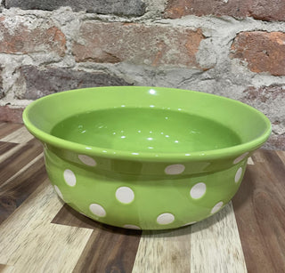 8" Round Stoneware Bowl w Polka Dots