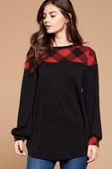 Buffalo Plaid Check Contrast Top