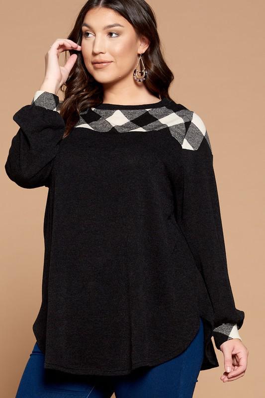 Buffalo Plaid Check Contrast Top