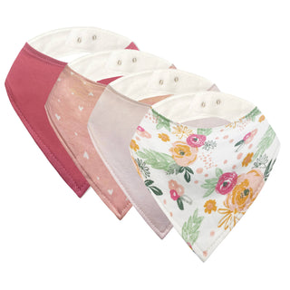 4Pk Bandana Bib - Peach Hearts