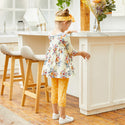 Floral Top w/ Yellow Print Pants 3pc Set