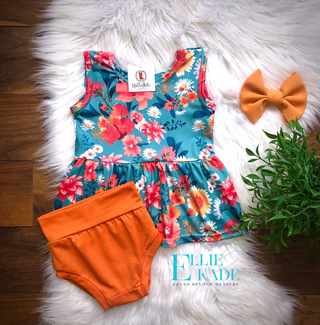 Teal and Orange Tropical Bummie Set by Wellie Kate