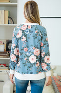 LONG SLEEVE RIB FLORAL TOP