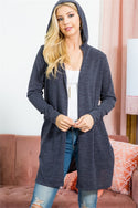 LONG SLEEVE OPEN FRONT HOODIE CARDIGAN