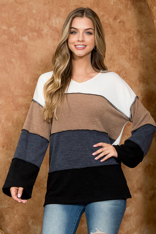 REVERSED COVERSTITCH COLOR BLOCK TOP